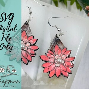 Flower Drop Laser Earring Files | Laser Cut File | Digital File | Earring Svg | Digital Download | Floral Earring Svg | Boho