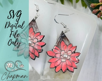 Flower Drop Laser Earring Files | Laser Cut File | Digital File | Earring Svg | Digital Download | Floral Earring Svg | Boho