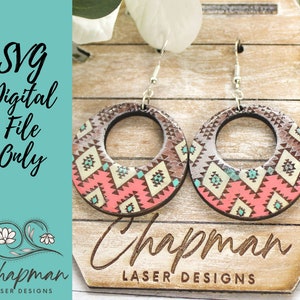 Tribal Earring File / Aztec Earring File / Engraved Earring / Digital Laser File /  SVG / Digital File Only / Laser Cut Jewelry