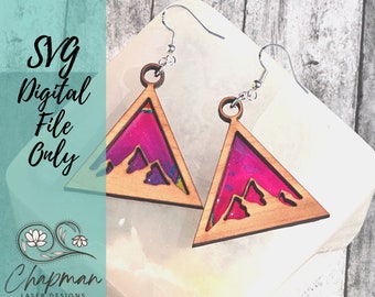 Mountain Laser Earring File, DIY Jewelry Making SVG, Craft Cutting Template, Mountain Earrings Design, Laser Cutter Template