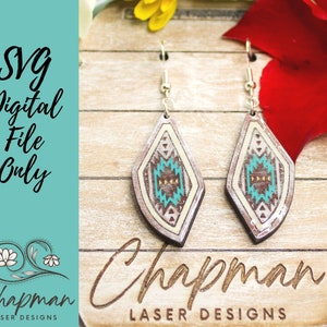 Tribal Aztec Laser Earring File / Engraved Earring / Digital Laser File / SVG / Digital File Only / Laser Cut Jewelry