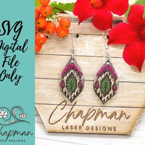 Leaf Pattern Laser Earring File / Engraved Earring / Digital Laser File / SVG / Digital File Only / Laser Cut Jewelry
