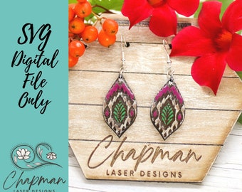 Leaf Pattern Laser Earring File / Engraved Earring / Digital Laser File / SVG / Digital File Only / Laser Cut Jewelry