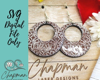 Mandala Earring Design / BOHO Western Inspired Earring SVG / Laser Earring File / Digital Laser File  / Digital File Only