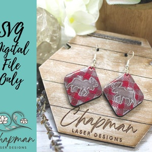 Buffalo Plaid Moose Earring File / Laser File