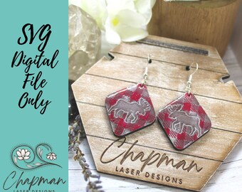 Buffalo Plaid Moose Earring File / Laser File