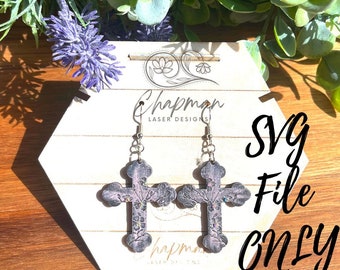 Boucle d'oreille croix SVG / croix florale / boucle d'oreille de Pâques / fichier découpé au laser / fleur SVG / fleur croix boucle d'oreille SVG / boucle d'oreille chrétienne