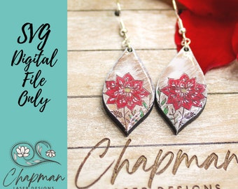 Christmas Laser Earring SVG file, Holiday Laser Cut Template, DIY Earring Design, Festive Jewelry Making