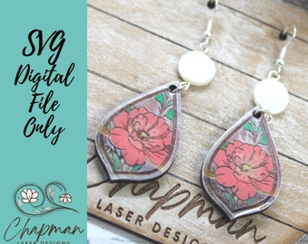 Flower Wood Earring File / Floral Earring SVG Files / Flower Earring SVG / Laser Earring File