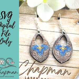 Mandala Drop Laser Engraved Earring File / Digital Download / Laser Earring File