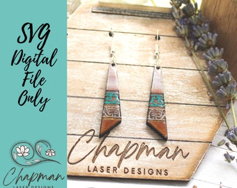 Western Pattern bar Laser Earring File / Laser Earring File / Western Laser File / Aztec Earring File