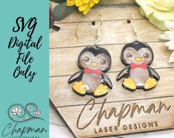 Penguin Earring File / Laser Earring File / Penguin Laser SVG