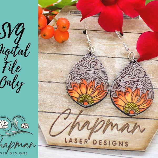 Western Chic Sunflower Laser Cut Earring SVG /  Digital Laser File / SVG / Digital File Only / Laser Cut Jewelry