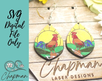 Chicken Earrings SVG / Rooster Earrings Laser File / Laser Earring File