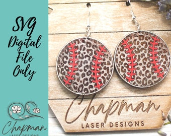 Leopard Print Baseball Laser Earring File / Baseball Laser File / Baseball Earring SVG