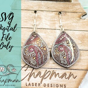 Paisley Pattern Laser Earring File | Tear drop earring File