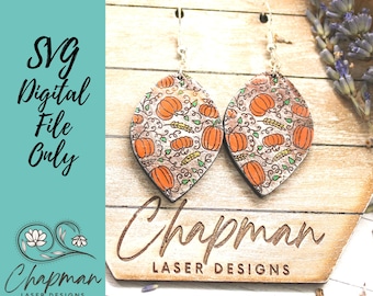 Fall Pumpkin Drop Earrings Laser File / SVG / Autumn Earring Design / pumpkin earring svg file