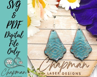 Tribal Design Scalloped Edge Drop Earring SVG / Tribal SVG / Earring File / Laser File