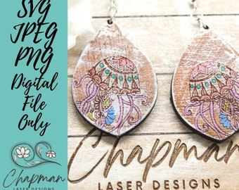 Jelly Fish Earring SVG / Sea life Earring File / Jellyfish SVG / Earring SVG / Laser file