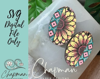 Sunflower Serenity: Tribal Sunflower Laser Cut Earring SVG - Craft Your Own Boho Chic Jewelry!