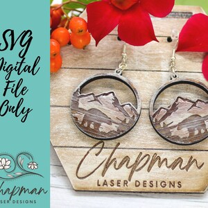 Mountain Bear Laser Earring File / Engraved Earring / Digital Laser File / SVG / Digital File Only / Laser Cut Jewelry