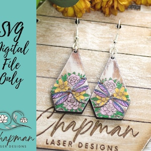 Dragon Fly Laser Cut Earring File, Laser File, Laser SVG, Laser cut Earring File