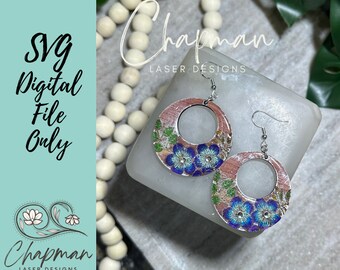 Floral Earring SVG /  Spring Flower Earrings / Wood Earring SVG File / Flower Bouquet Dangle Earrings / Laser Cut Files