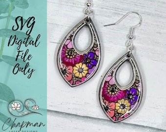 Boho Chic Floral Earring Design - Ready-to-Cut SVG Laser Earring SVG File