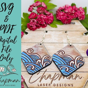 Waves Beach Earring SVG / BOHO File / Wave SVG / Laser File