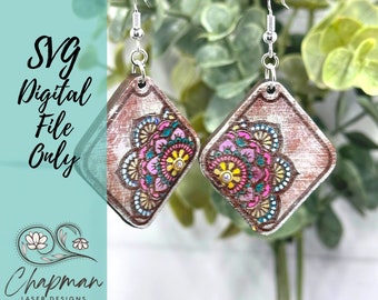 Boho Mandala Laserskurna örhängesfil • Laserskurna geometriska smycken • Laserskurna smycken • Mandala Laserörhängesfil