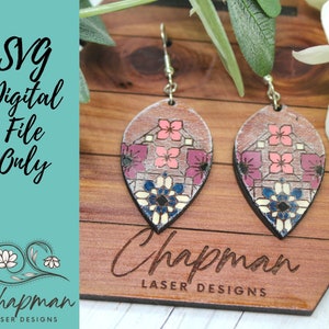 SVG FILE / Quilt Inspired Earring File / Jewelry File / Digital File / Laser File / Earring SVG