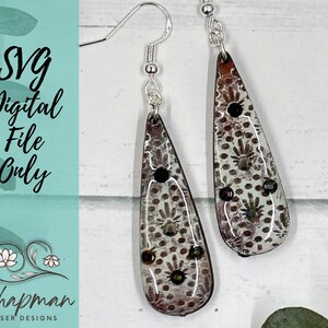 Patterned Long Tear Drop Laser Earring File