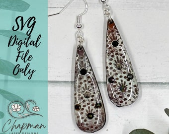 Patterned Long Tear Drop Laser Earring File