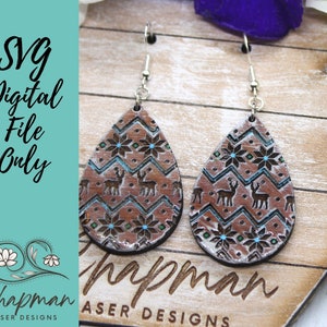 Christmas Nordic Pattern Bar Earring SVG / Laser File / Earring File / SVG