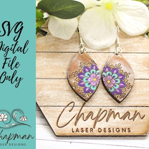 Floral Mandala Laser Earring File / Engraved Earring / Digital Laser File /  SVG / Digital File Only / Laser Cut Jewelry