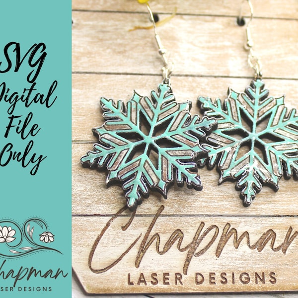 Winter Snowflake Laser Earring File / Digital Laser File / Earring SVG / Snowflake Laser File