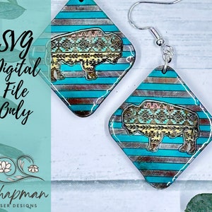 Southwestern Charm - Laser Cut Striped Aztec Buffalo Earring SVG File