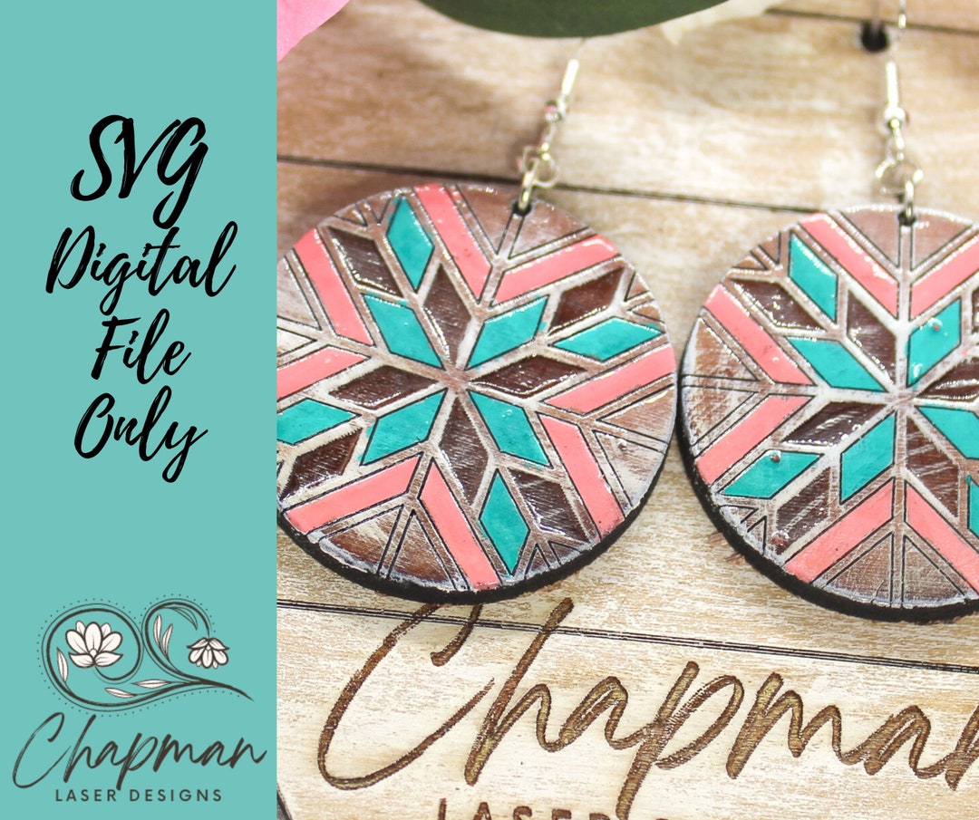 Barn Star Quilt Inspired Earring SVG / Laser Earring File / Quilt
