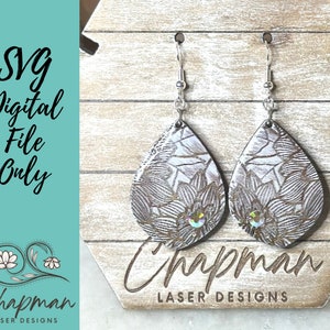 Abstract Floral Drop Laser Earring File | Laser Earring File | Earring SVG