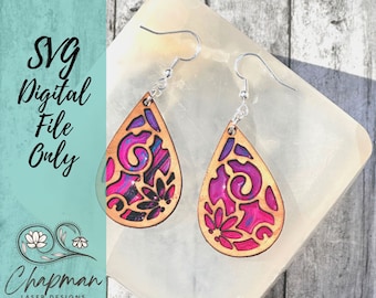 Floral Cut Out Earring SVG, Flower Laser Earring File, Glowforge Jewelry, DIY Jewelry Making, Digital Download