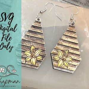 Striped Lily Laser Cut Earring File / Laser Earring SVG