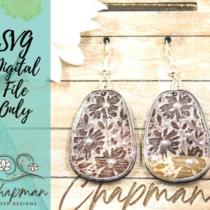 Floral Print Laser Earring File | Laser Cut File | Floral SVG