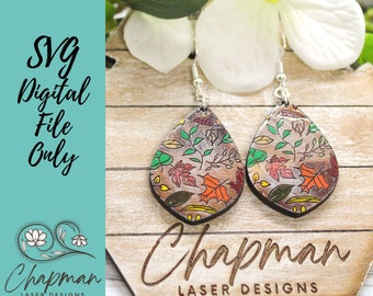 Autumn Leaves Laser Earring File / Engraved Earring / Digital Laser File /  SVG / Digital File Only / Laser Cut Jewelry