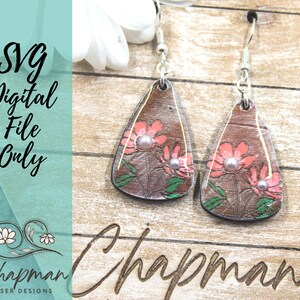 Floral Drop Earring File | Digital Laser File | Earrings Cut File | Laser Earring Svg | Laser Cut File