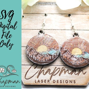 Round Mountain Wave Earring File - Laser Earring File - Mountain SVG