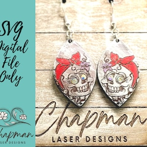 Schattig skelet Laser Earring bestand | Skeletlaserbestand | Oorbel SVG