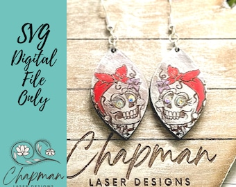 Cute Skeleton Laser Earring File | Skeleton Laser File | Earring SVG