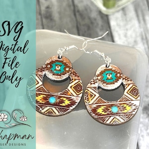 Tribal Double Circle Laser Earring File | Glowforge Earring | Laser File