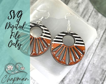 Stripped Cut Out Earring Laser File | Laser Earring SVG |  Earring File