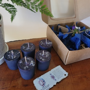 Votive Witch Altar Candles x 5 - &quot;Moonlight Offering&quot; (One glass votive holder included)